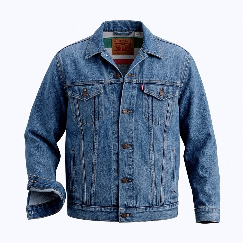 VINTAGE Levi's Trucker Jacket Multicolor Striped Blanket‎ Lining Men's Medium